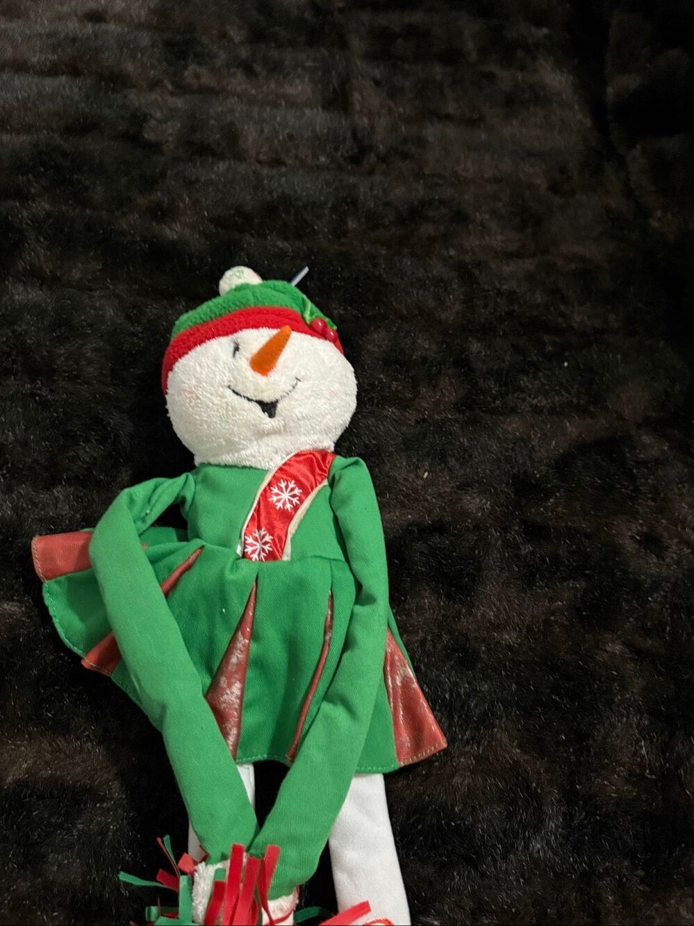 Rare Gemmy Animated Cheerleader Snowman Red and Green snow dancer Christmas new